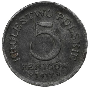 Kingdom of Poland, 5 fenig 1917, Stuttgart