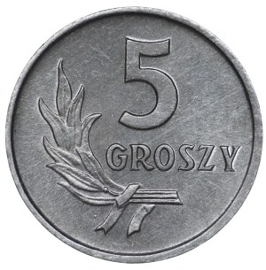 People's Republic of Poland, 5 pennies 1965 - 130° twist.