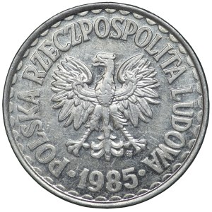 PRL, 1 złoty 1985 - double die