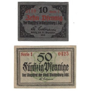 Wałbrzych (Waldenburg), 10 fenigów 1918 | 50 fenigów - zestaw 2 sztuk