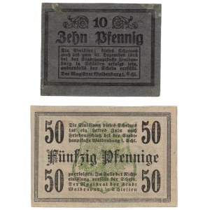 Wałbrzych (Waldenburg), 10 fenigów 1918 | 50 fenigów - zestaw 2 sztuk