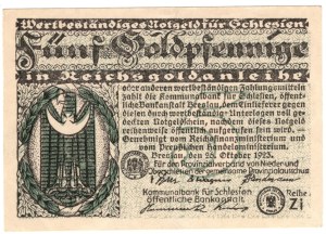 Wrocław (Breslau), 5 goldpfennige 1923