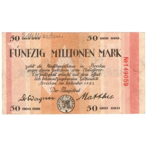 Wrocław (Breslau), 50 mln marek 1923