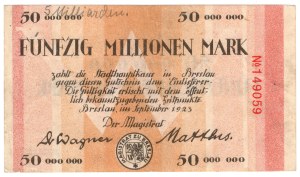 Wrocław (Breslau), 50 million marks 1923