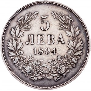 Bulgaria, 5 Leva 1894, KB, Kremnitz