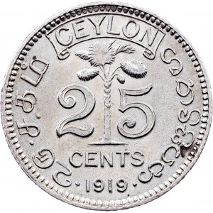 Ceylon, 25 Cents 1919, Bombay