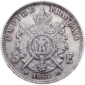 France, 5 Francs 1867, A, Paris