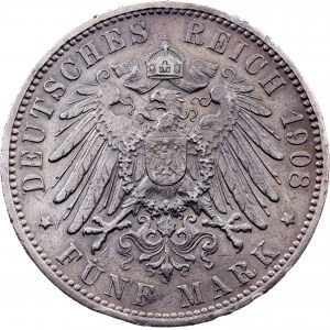 Germany, 5 Mark 1908, J, Hamburg