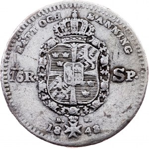 Sweden, 1/16 Riksdaler Specie 1848