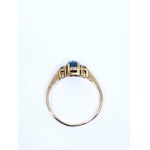 Gold Ring with Natural Diamonds and Aquamarine, 9K/375 Gold