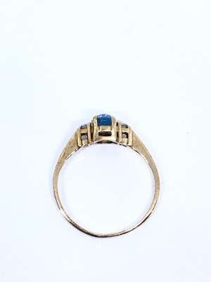 Gold Ring with Natural Diamonds and Aquamarine, 9K/375 Gold