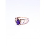 Gold Ring with Natural Amethyst, 14k Gold.