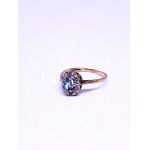 Gold Ring with Natural Diamonds and Skyblue Topaz