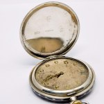 Alpina 800 pocket watch in silver niello envelope with inscription in German