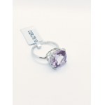 Ring with pink amethyst 8.00 and 4 white topazzmi 0.06 ct, 925 silver, Gemporia certificate