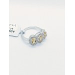 Ring with 3 yellow beryls 1.19 ct, 2 diamonds 0.01 ct, 925 silver, RocksTV certificate