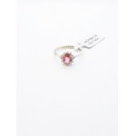 Ring with pink tourmaline 0.86 ct, 12 white topaz 0.34 ct, 925 silver, RocksTV certificate