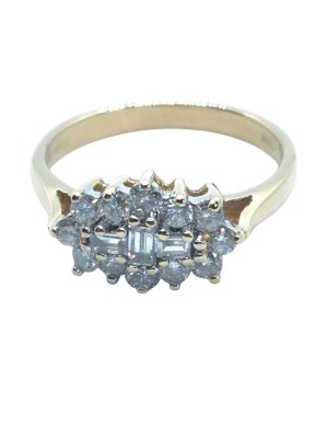 Yellow and white gold 750/18k ring with 0.75 ct diamonds, certificate