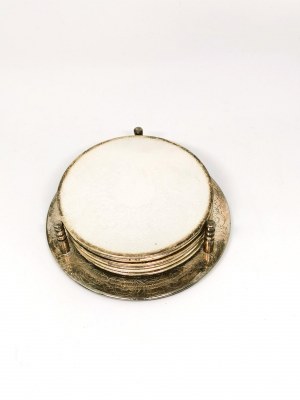 Set of 6 coasters on stand, plater