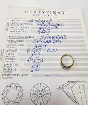 750/18k gold ring with 0.70 ct diamonds certificate
