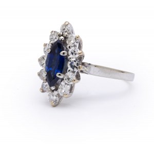 Ring with sapphire and diamonds, 2nd half of 20th century.