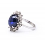 Ring with sapphire and diamonds, 2nd half of 20th century.