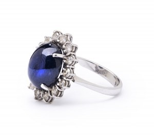 Ring with sapphire and diamonds, 2nd half of 20th century.