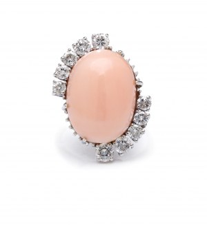 Ring with coral and diamonds, 1970s.