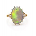 Ring with opal and diamonds, early 21st century.