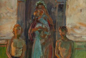 Wlastimil Hofman (1881 Praga - 1970 Szklarska Poręba), Madonna z Dzieciątkiem w wiejskiej kapliczce, około 1908