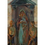Wlastimil Hofman (1881 Praga - 1970 Szklarska Poręba), Madonna z Dzieciątkiem w wiejskiej kapliczce, około 1908