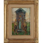 Wlastimil Hofman (1881 Praga - 1970 Szklarska Poręba), Madonna z Dzieciątkiem w wiejskiej kapliczce, około 1908