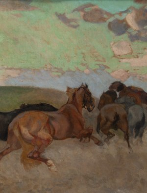 Eugeniusz Geppert (1890 Lwów - 1979 Wrocław), Spłoszone konie i pegaz, 1923