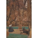 Stanisław Czajkowski (1878 Warszawa - 1954 Sandomierz), Krakowskie Planty z widokiem na Wawel, 1941