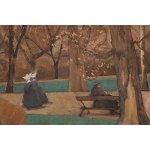 Stanisław Czajkowski (1878 Warszawa - 1954 Sandomierz), Krakowskie Planty z widokiem na Wawel, 1941
