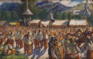 Fryderyk Pautsch (1877 Delatyn k. Stanisławowa - 1950 Kraków), Odpust na Huculszczyźnie, lata 30. XX w.