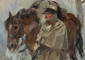 Wojciech Kossak (1856 Paryż - 1942 Kraków), Żołnierz napoleoński z koniem, 1933