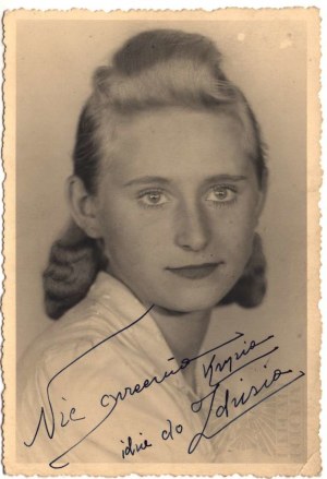 Lata 40. XX w. - Fotografia Portretowa Kobiety z Odręczną Dedykacją