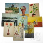 Plastic folder - 8 Watercolor paintings.