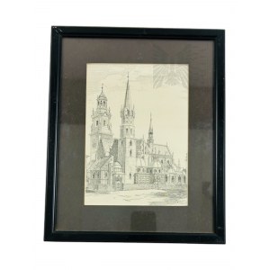 Slawomir Odrzywolski (1846-1933) - Painting Cathedral on Wawel Hill (1892); Printed Reproduction