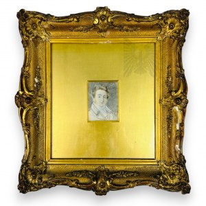 XIX w., Wielka Brytania - William Henry Hunt (?) (1790-1864), “Portret Mężczyzny”, Ołówek na Papierze/Porcelana(?)