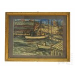 Leon Michalski (1911-1989) - Painting Scene at the Port, Mixed Technique on Paper