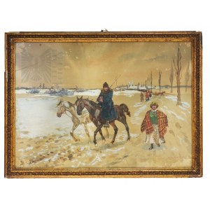 Wacław Tracewski (1865-1904) - Pejzaż Zimowy, Akwarela na Papierze,
