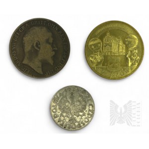 Coins, including 50 pennies from the Second Republic