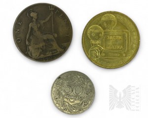 Coins, including 50 pennies from the Second Republic