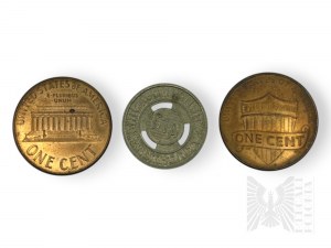 USA - Three Coins: 1 Cent (1971), Chicago Metro Token, 1 Cent.