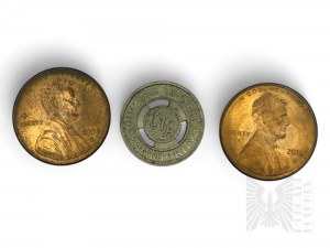 USA - Three Coins: 1 Cent (1971), Chicago Metro Token, 1 Cent.