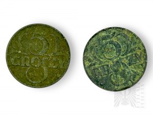 II Republic - Two Five-Penny Coins, 1937 and 1939