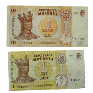 2015, Moldavsko - dvě bankovky 1 a 10 listů