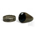 [SILVER] Ring with Onyx Optic Stone and Ring Silver, 925.